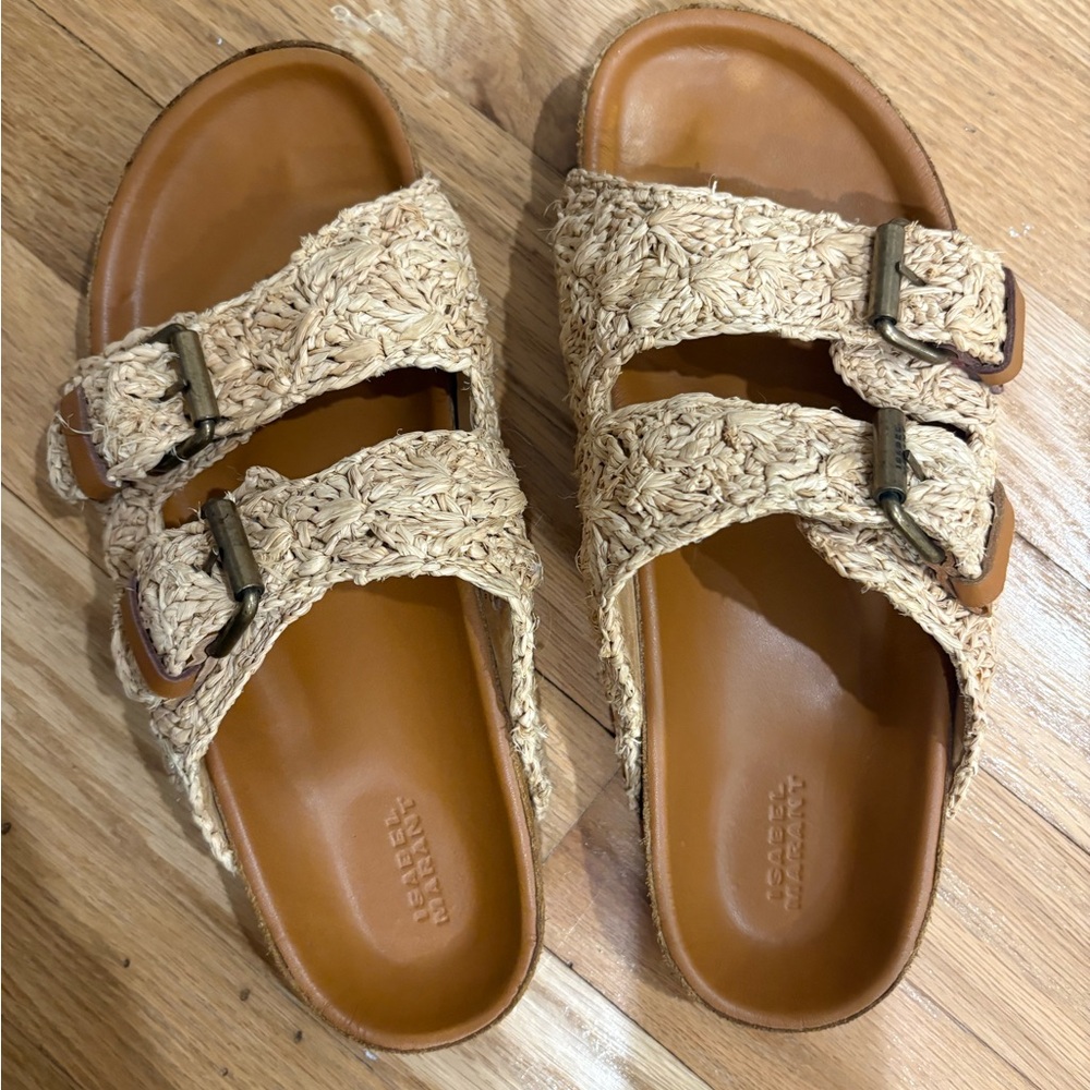 Isabel Marant Raffia Buckle Sandals